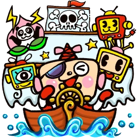 キャラクター達が船に乗っている