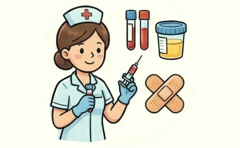 看護師と医療用品のイラスト